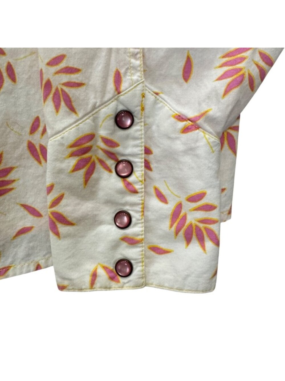 Vintage Rockies Western Shirt Women's XL Barrel Cuffs Floral Pink Snaps Yoke - Picture 6 of 12